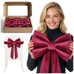 Zestaw 4 x Kokarda Deco Velvet na krzesło Bordo