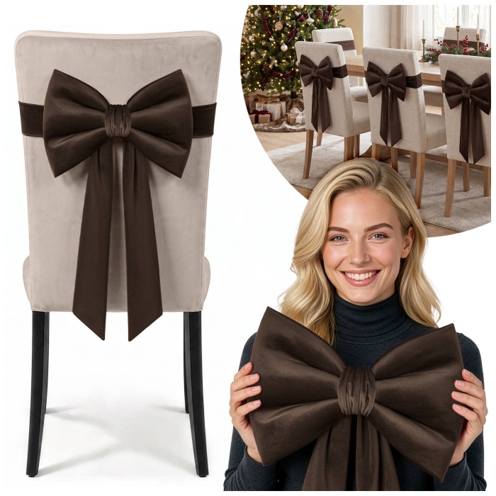 Kokarda Deco Velvet na krzesło 33x27x110 Brąz