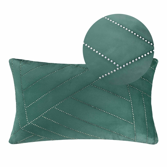 Poszewka Velvet GLOSSY 30x50 cm ćwieki Zielony