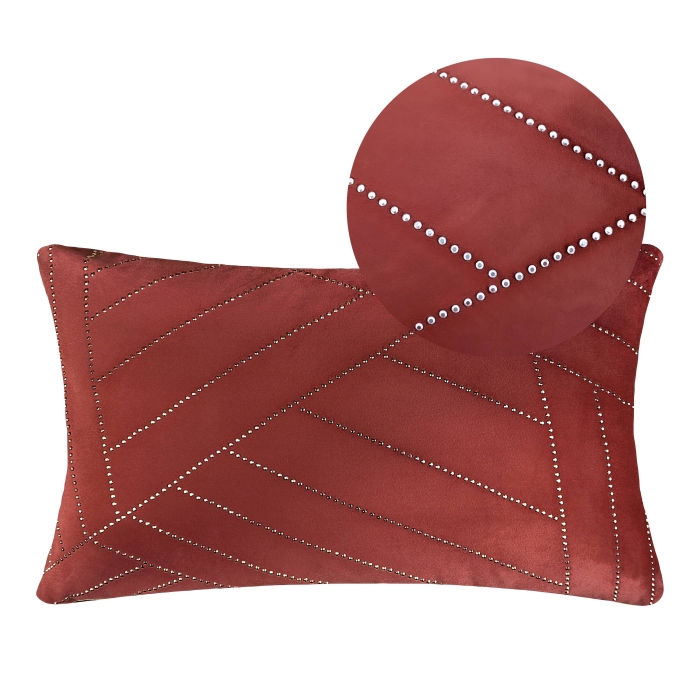 Poszewka Velvet GLOSSY 30x50 cm ćwieki Bordo
