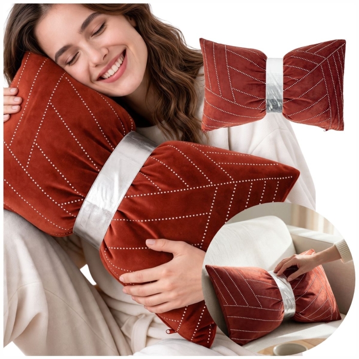 Poduszka Kokarda Arco Glossy 30x50 cm Bordo srebrn